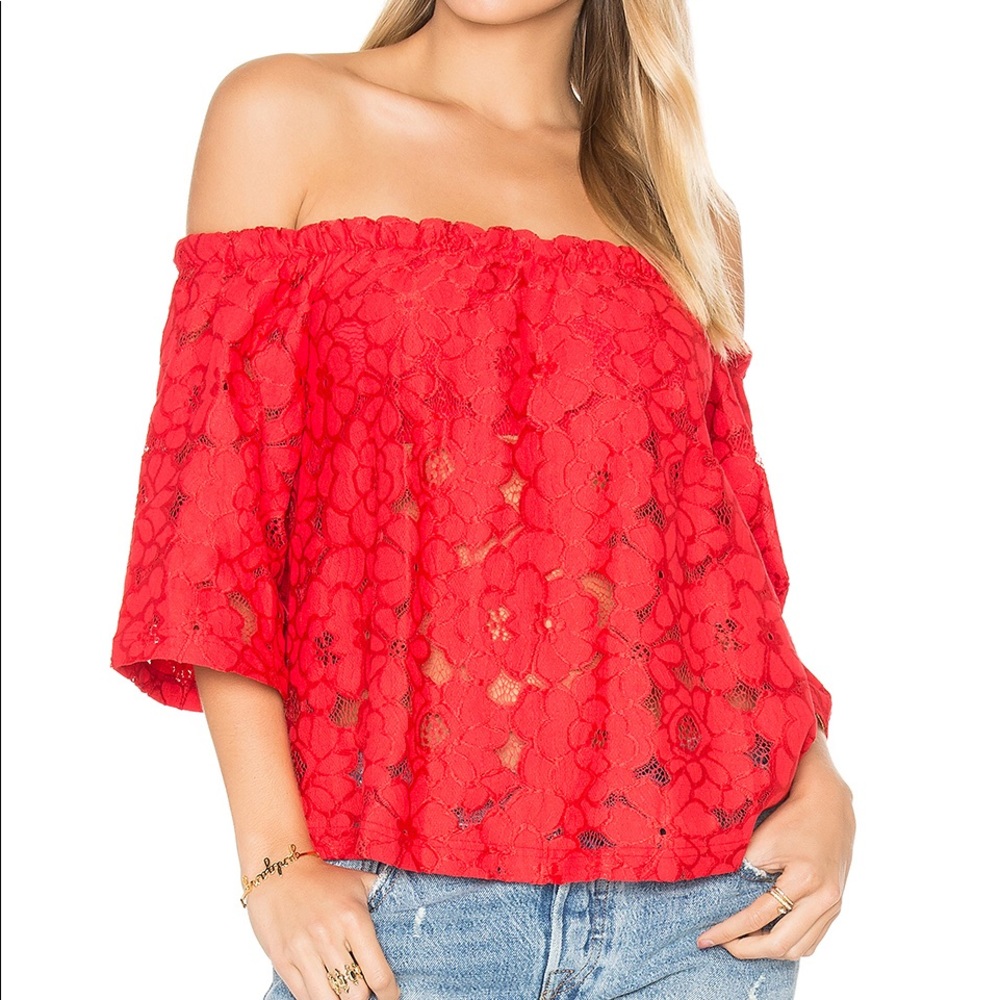 BB Dakota Red Off the Shoulder Top